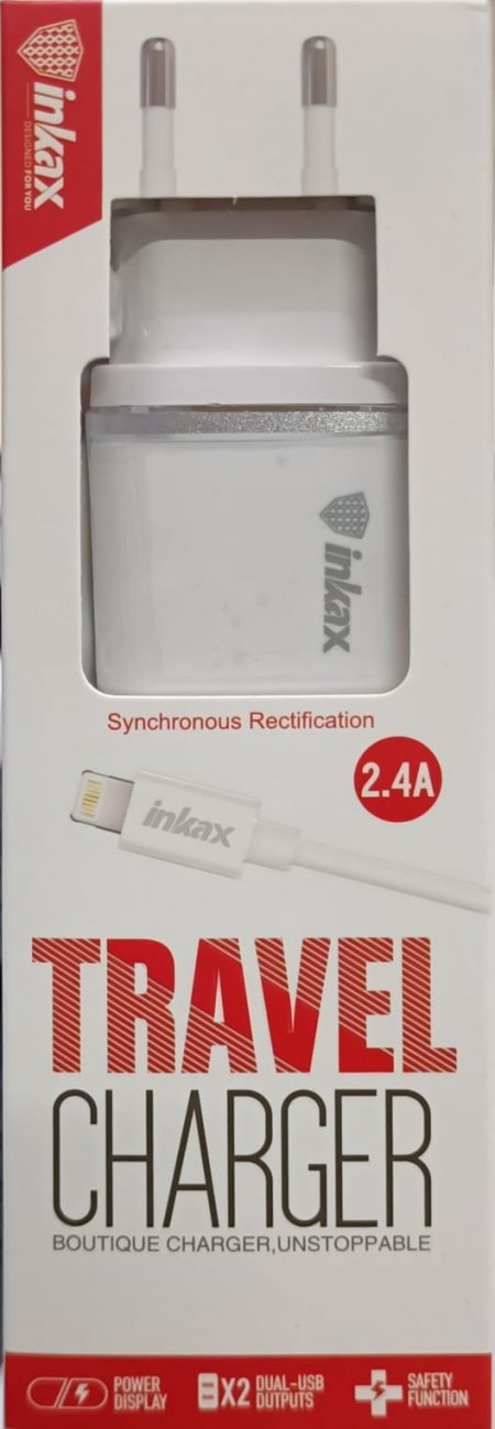 شاحن موبايل منزلي ايفون مدخل عدد2 inkax CD-11 Charger Home mobile 2USB iPhone